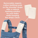 Load image into gallery viewer, Removable organic cotton teething pads on the shoulder straps offer a natural teething solution for your baby while keeping the straps clean