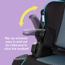 Load image into gallery viewer, Baby Trend PROtect 2-in-1 Folding Booster Car Seat flip-up armrests: easy in and out for child, and to click the seatbelt