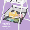 Load image into gallery viewer, Baby Trend Flat Fold High Chair large basket holds all of the essentials