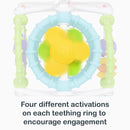 Load image into gallery viewer, Four different activations on each teething ring to  encourage engagement from the Smart Steps Grab N' Spin Rattle and Teether