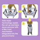Load image into gallery viewer, Baby Trend Nursery Suite Playard with Portable Cradle fold assist technoloty assists the set up and take down process