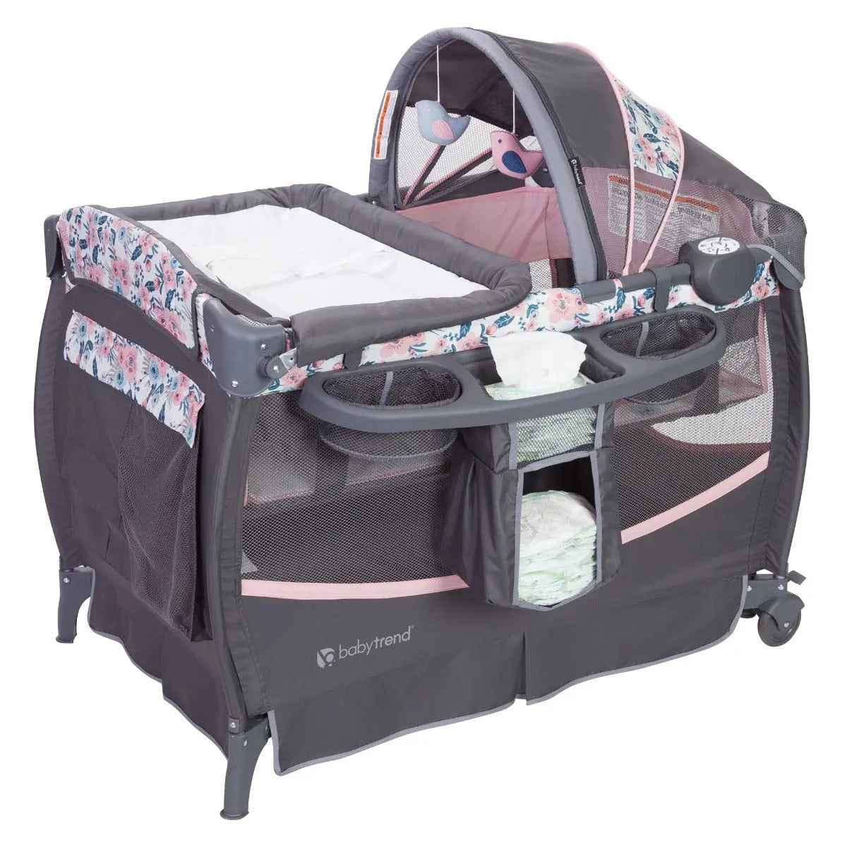 Baby Trend Deluxe II Nursery Center Playard | Playard Combo with Bassinet and Music/Nightlight