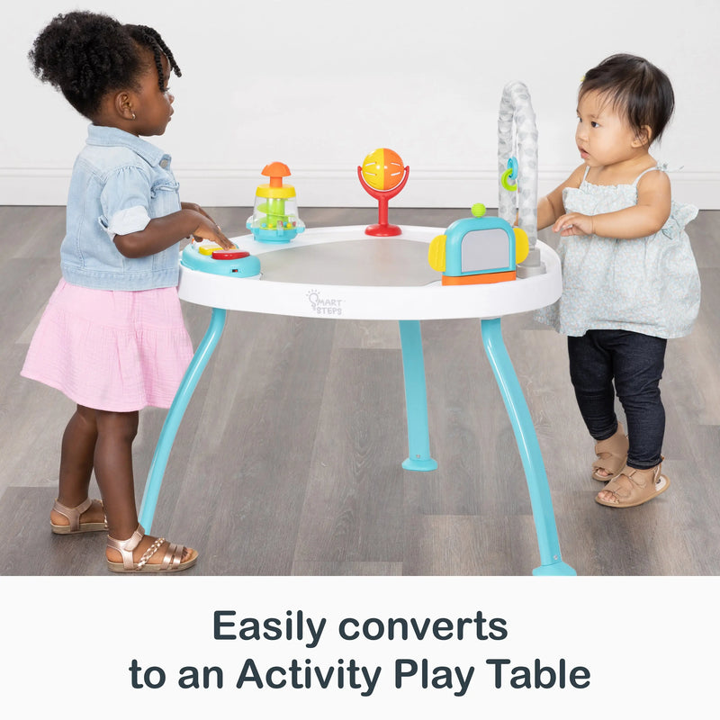 Smart Steps Bounce N’ Play 3-in-1 Activity Center easily converts to an activity play table