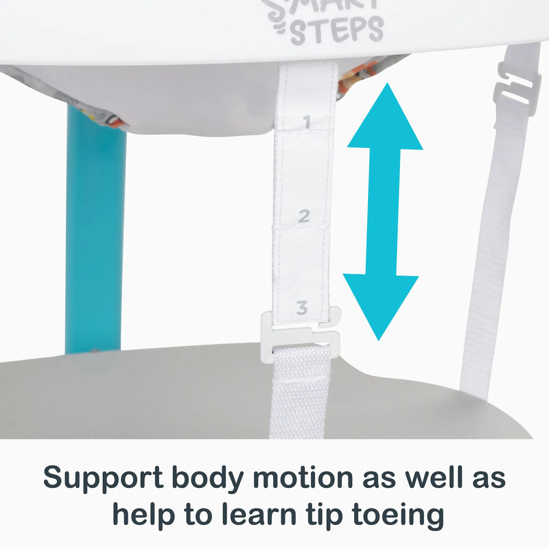 Smart Steps Bounce N’ Play 3-in-1 Activity Center support body motion as well as help to learn tip toeing