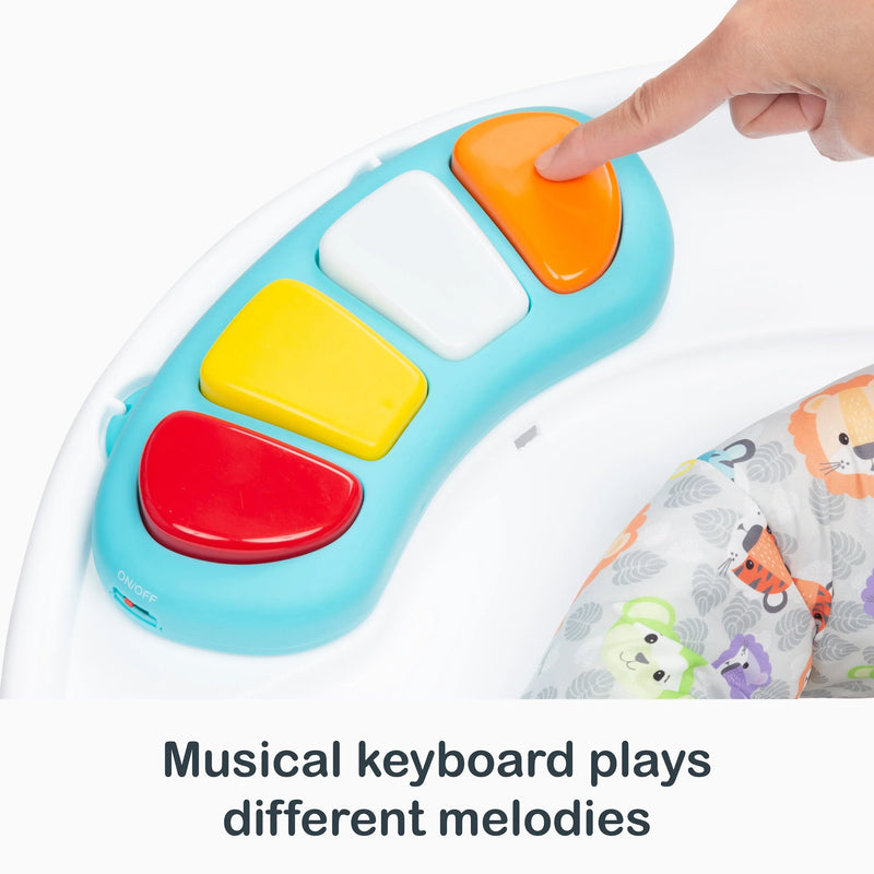 Smart Steps Bounce N’ Play 3-in-1 Activity Center musical keyboard plays different melodies
