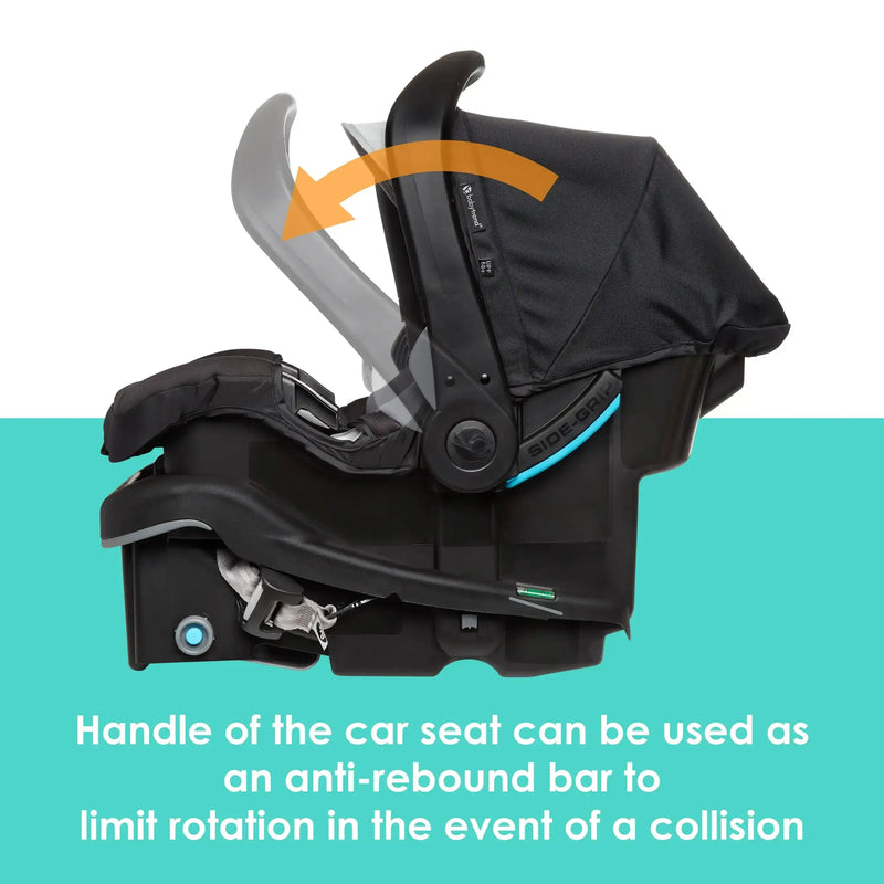 Baby Trend EZ-Lift PRO Infant Car Seat handle of the car seat can be used as an anti rebound bar to limit rotation in the event of a collision