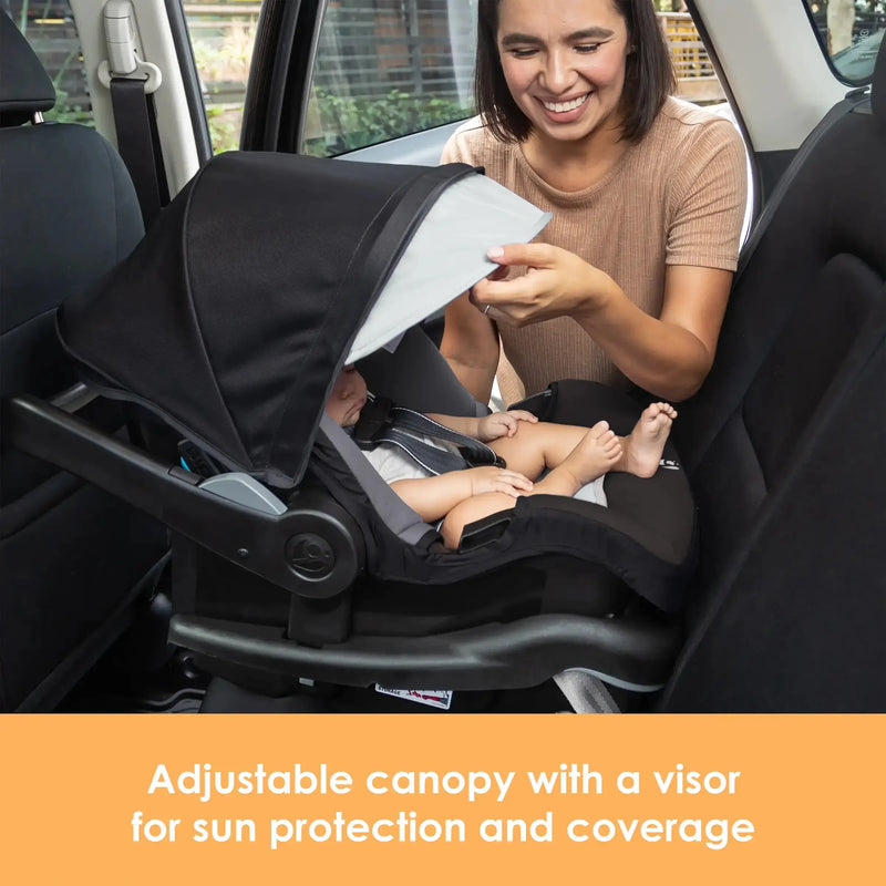 Baby Trend EZ-Lift PRO Infant Car Seat adjustable canopy with a visor for sun protection and coverage