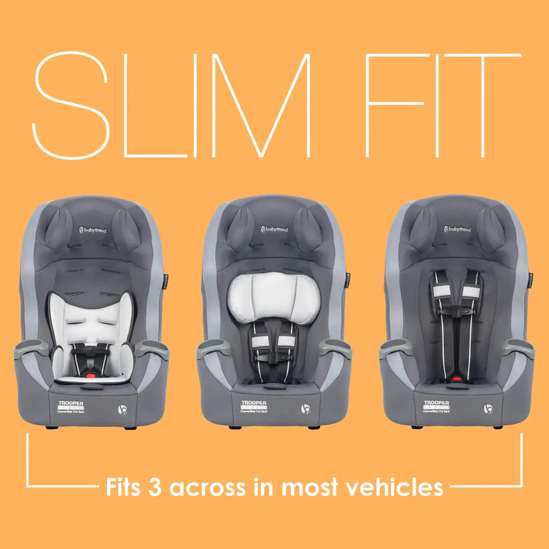 Baby Trend Trooper SLIM 3-in-1 Convertible Car Seat fits 3 across in most cars