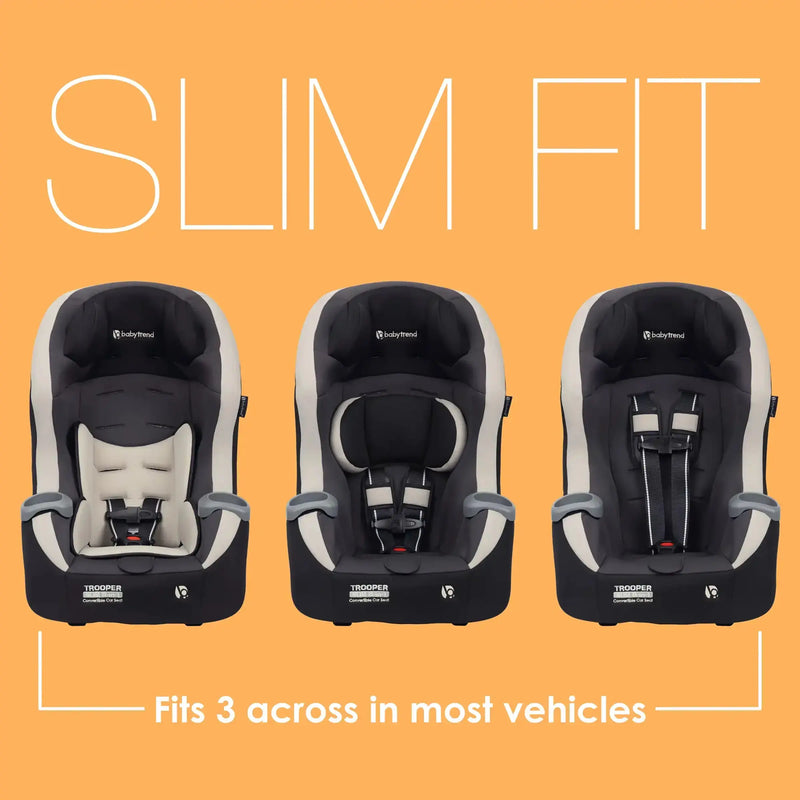 Baby Trend Trooper SLIM 3-in-1 Convertible Car Seat fits 3 across in most cars