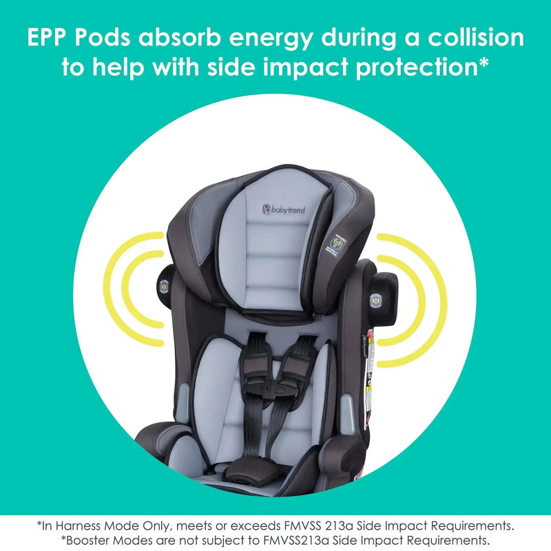 EPP pods absorb energy during a collision to help with side impact protection on the Baby Trend Hybrid Combination Booster Car Seat