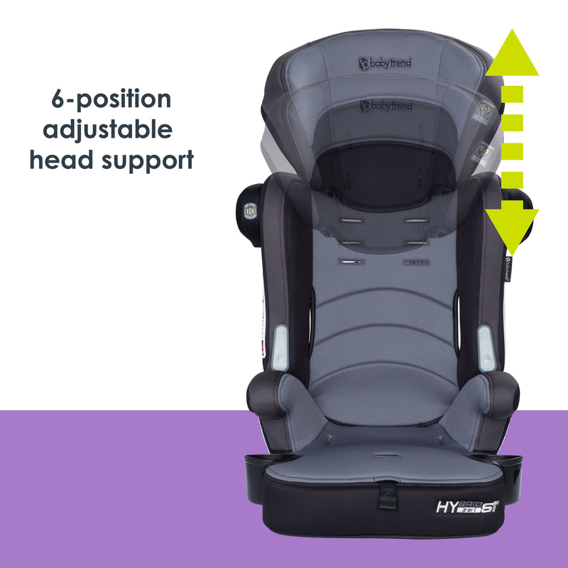 6-point adjustable head support of the Baby Trend Hybrid SI 3-in-1 Combination Booster Car Seat