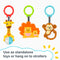 Smart Steps Jingle Jungle 3-Pack Rattle Hooks use as standalone toys or hand on strollers