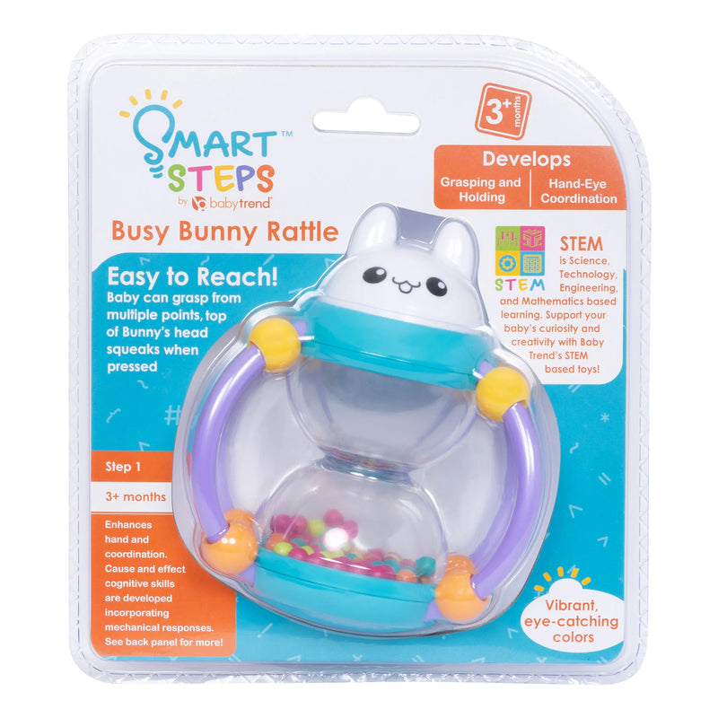 Front view of the Smart Steps by Baby Trend Busy Bunny Rattle packaging