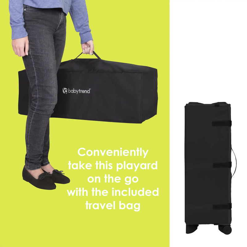 Baby Trend Comet Stellar 3-in-1 Quick-Fold Playard conveniently take on the go with the included travel bag