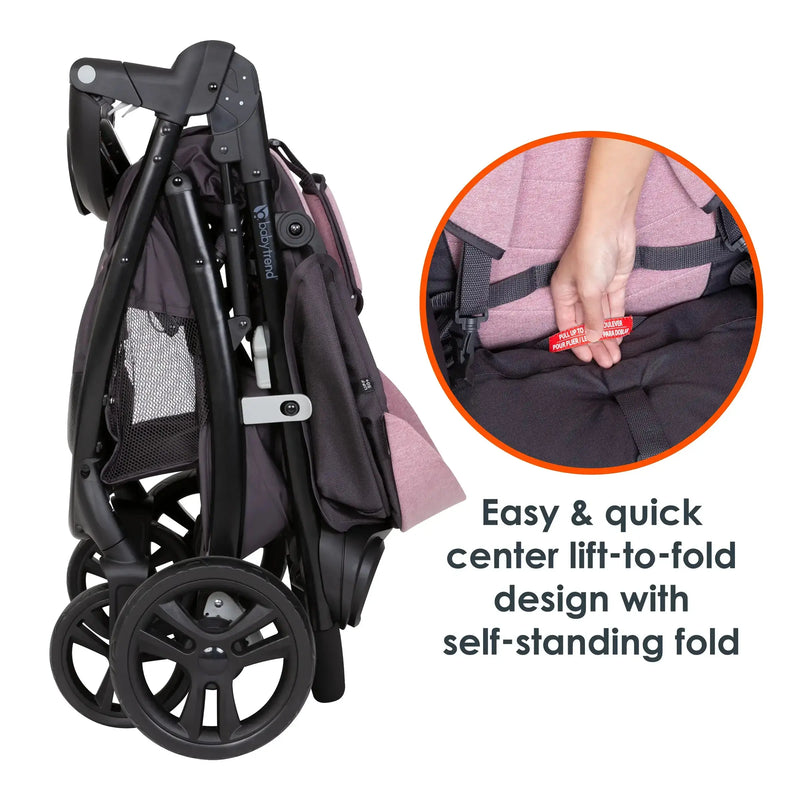 Baby Trend Tango Stroller easy and quick center lift to fold design with self standing fold