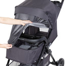 Load image into gallery viewer, The netting is easily removed by a zipper on the Baby Trend Passport Carriage Stroller