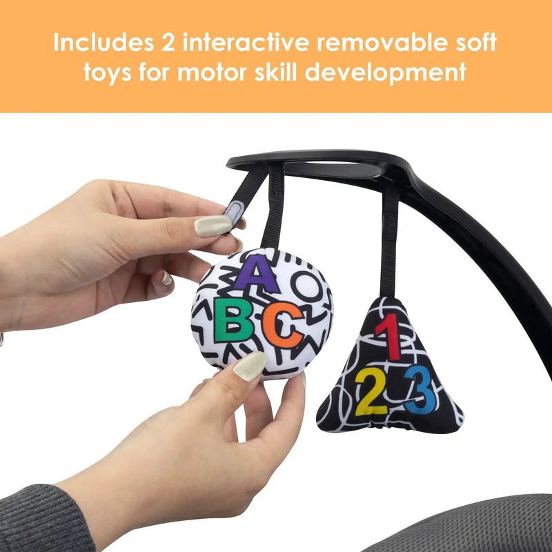 Baby Trend NuMotion Infinity Swing includes two interactive removable soft toys