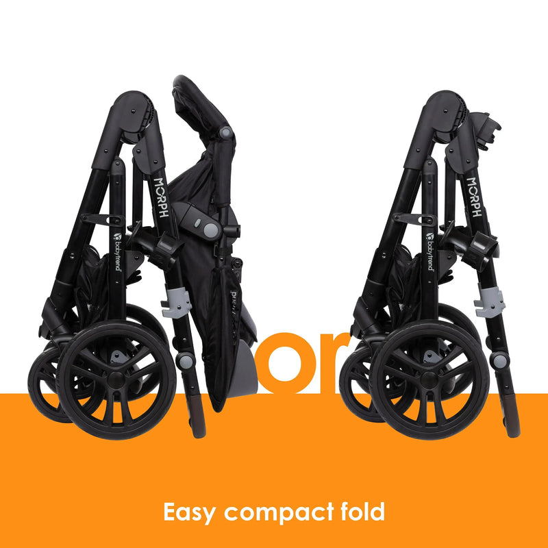 Easy compact fold from the Baby Trend Morph Single to Double Modular Stroller