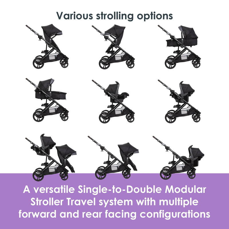 Morph Single to Double Modular Stroller Travel System with EZ-Lift™ PLUS Infant Car Seat in Madrid Tan (International)