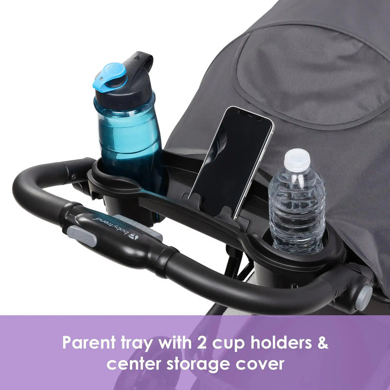 Baby Trend EZ Ride SE Stroller parent tray with 2 cup holders