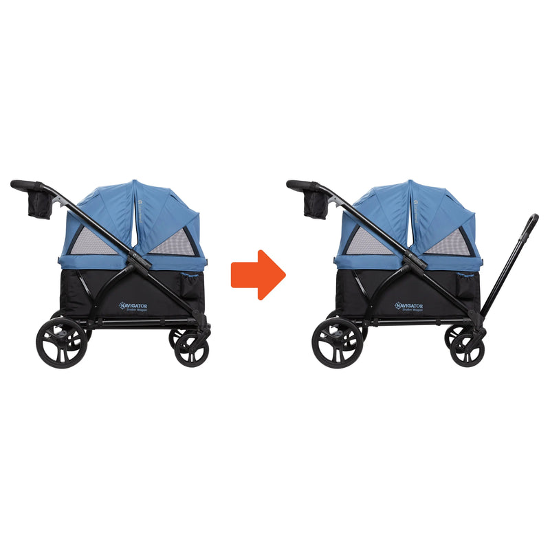 Hide away pull handle on the Baby Trend Navigator 2-in-1 Stroller Wagon