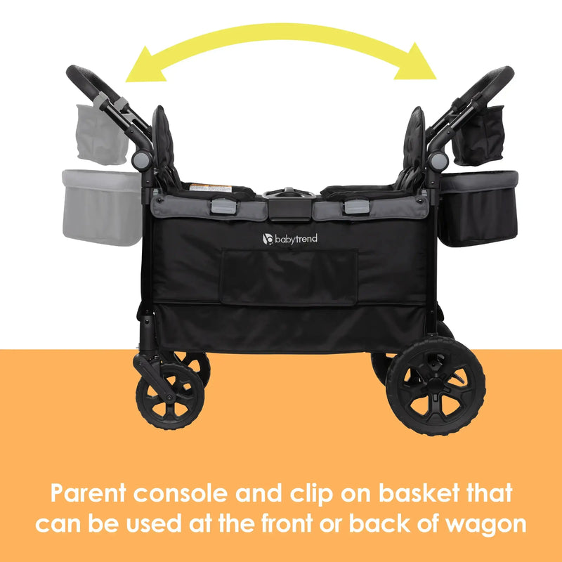 Baby Trend Quest 3-in-1 Stroller Wagon parent console and clip on basket that can be used at the front or back