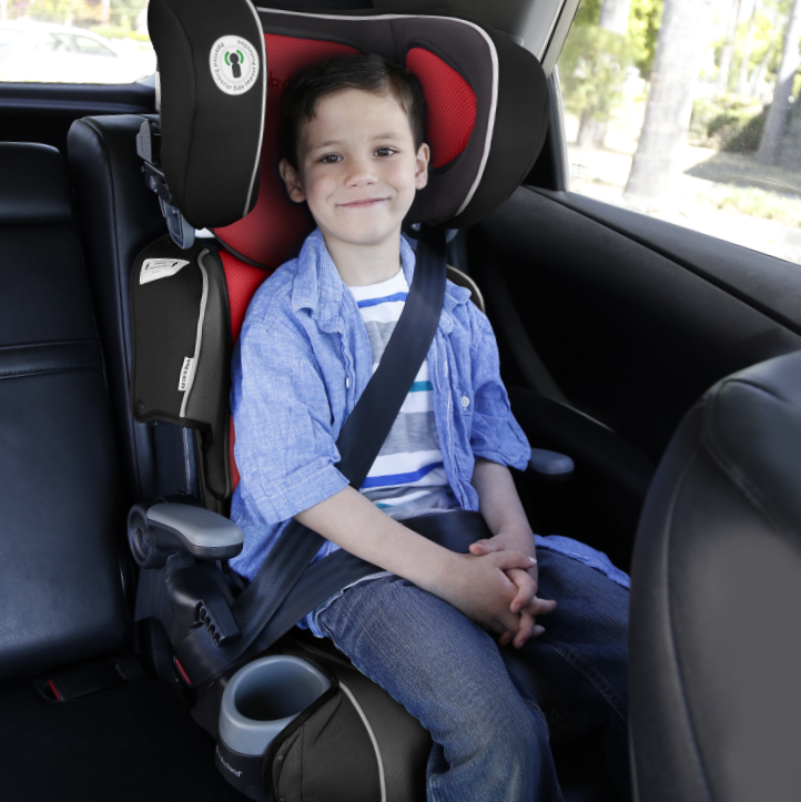 Child in car seat in car back seat