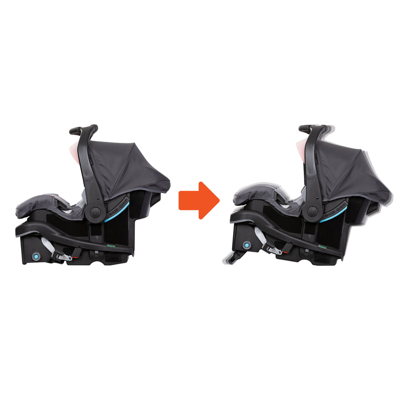 Car Seat base has a recline flip foot on the Baby Trend Secure-Lift Infant Car Seat