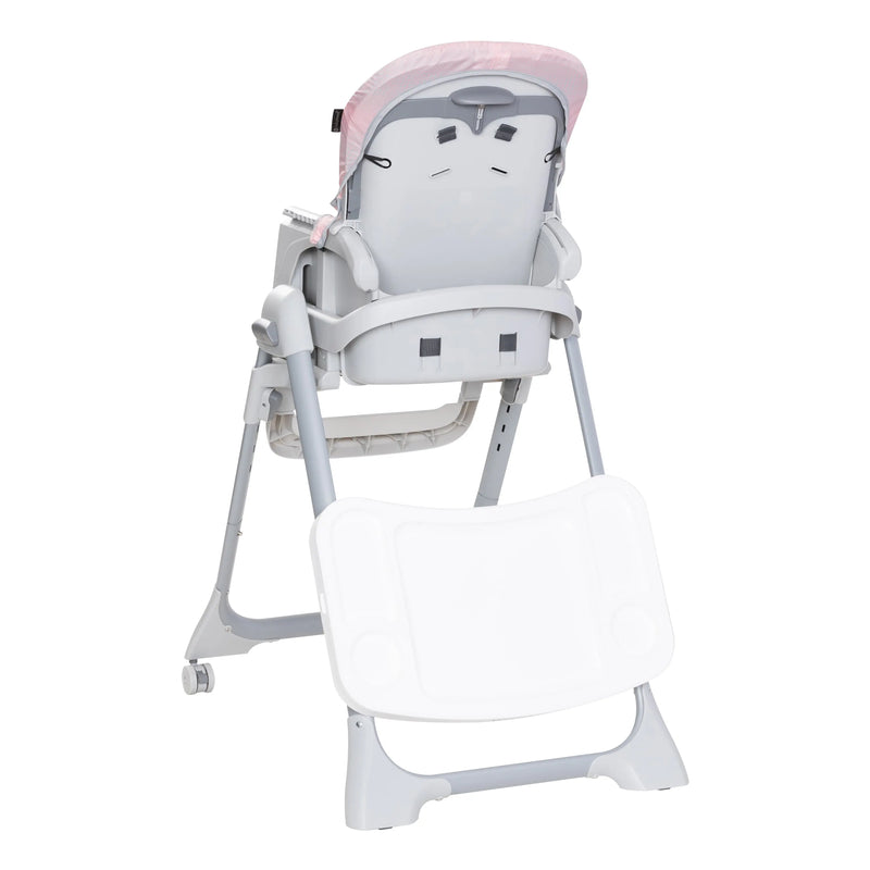 Baby Trend Everlast 7-in-1 High Chair can store the child tray in the rear of the frame