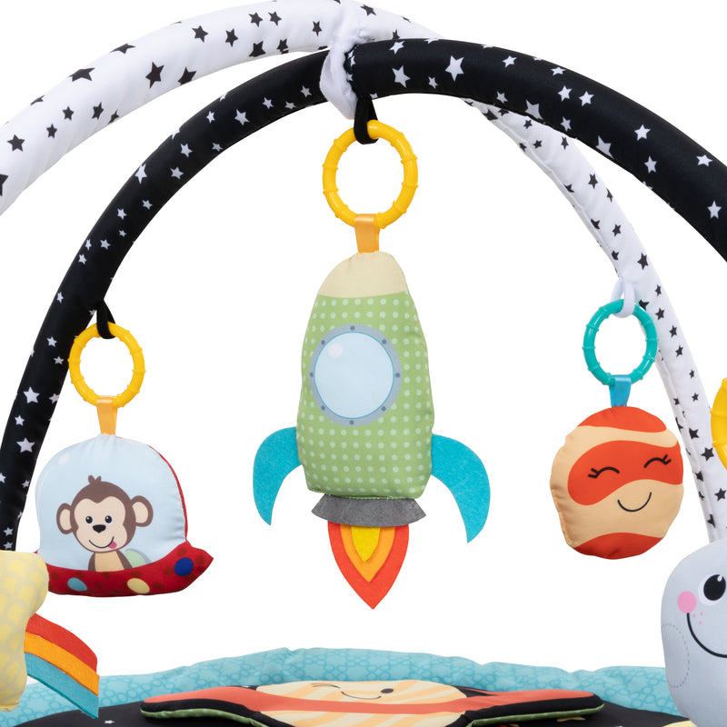 Hanging toys on the Smart Steps By Baby Trend, Baby Sensory Activity Play Mat