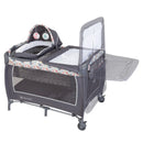 Load image into gallery viewer, The changing table can flip away on the Baby Trend Lil’ Snooze Deluxe II Nursery Center Playard