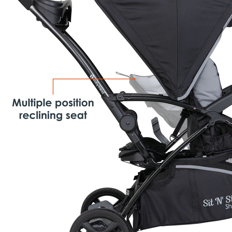 Baby Trend Sit N Stand 5-in-1 Shopper Stroller multiple position reclining seat