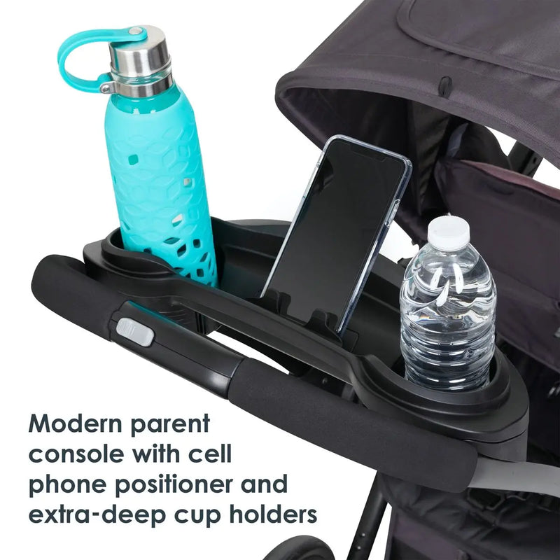 Baby Trend Sit N Stand 5-in-1 Shopper Stroller modern parent console with cell phone positioner and extra deep cup holders