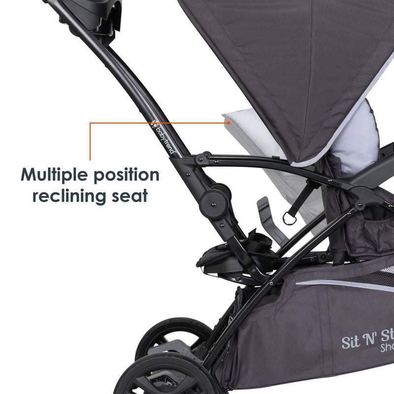 Baby Trend Sit N Stand 5-in-1 Shopper Stroller multiple position reclining seat