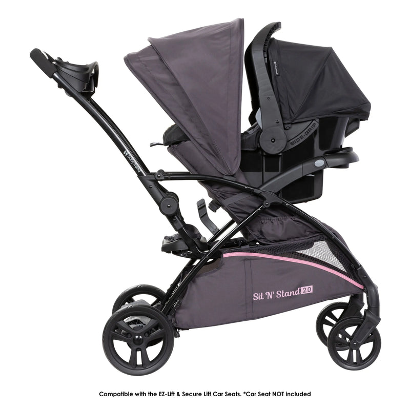 Baby Trend Sit N' Stand 2.0 Stroller can be combined with an infant car seat for a travel system, infant car seat is not included