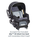 Load image into gallery viewer, Baby Trend Pathway 35 Jogging Stroller Travel System accepts the included Ally 35 Infant Car Seat, car seat comes with reversible infant insert