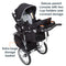 Baby Trend Pathway 35 Jogging Stroller Travel System with deluxe parent console with two cup holders and covered storage, and extra large storage basket