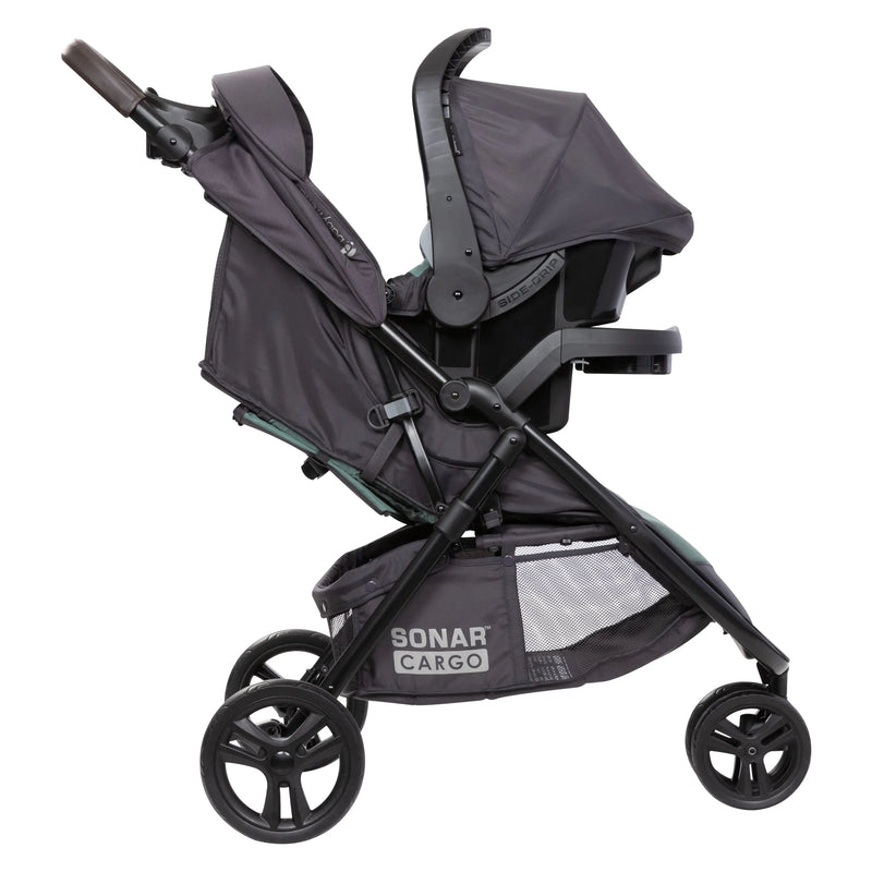 Side view of the Baby Trend Sonar Cargo 3-Wheel Stroller Travel System with EZ-Lift 35 PLUS Infant Car Seat