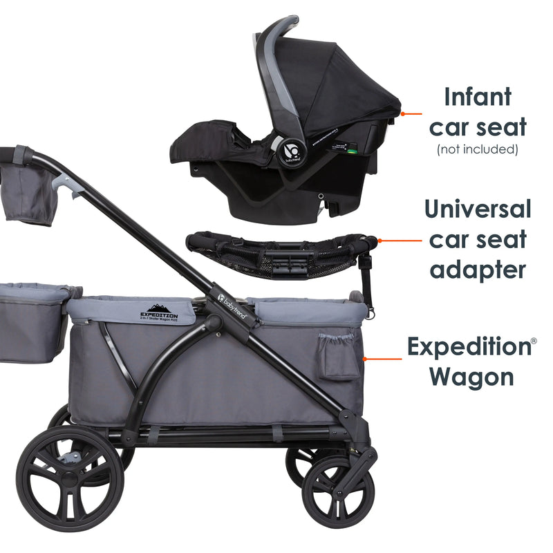 Baby Trend Expedition 2-in-1 Stroller Wagon PLUS Baby Trend Expedition 2-in-1 Stroller Wagon PLUS includes universal infant car seat adapter