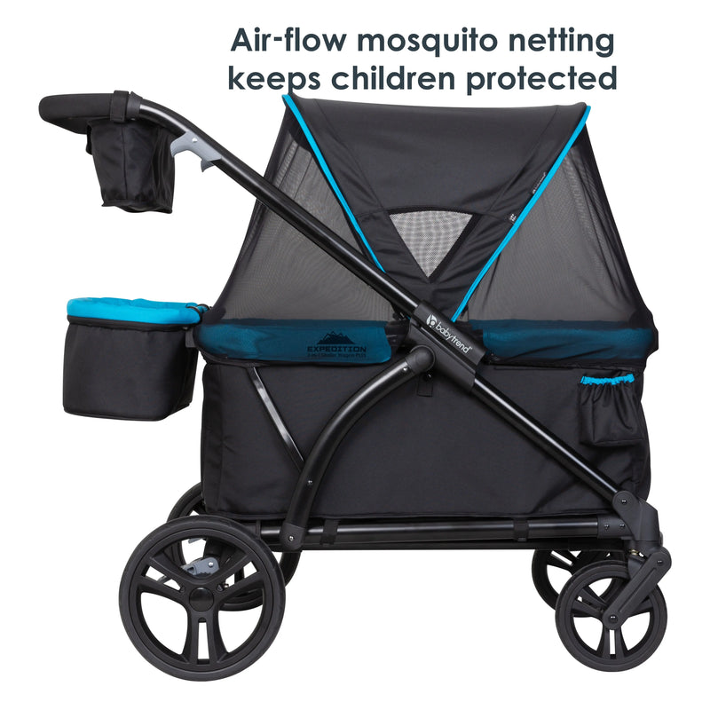 Baby Trend Expedition 2-in-1 Stroller Wagon PLUS with air flow mosquito netting keeps children protected