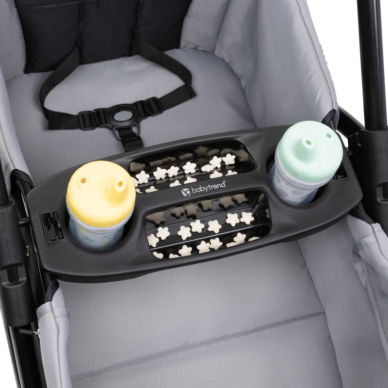 Baby Trend Tour 2-in-1 Stroller Wagon has child console with cup holders and tray