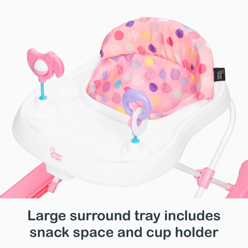 Large surround tray includes snack space and cup holder of the Smart Steps Trend Activity Walker