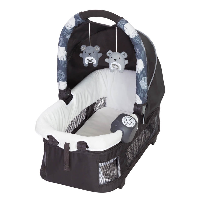 Removable Rock-A-Bye Bassinet can become a standalone rocker from the MUV by Baby Trend Custom Grow Nursery Center Playard