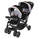 Load image into gallery viewer, Baby Trend Sit N' Stand Double Stroller for two children or twins in orange, grey, and black