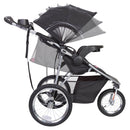 Load image into gallery viewer, Side view of child adjustable canopy and reclining seat on the Baby Trend Cityscape Plus Jogger Stroller Travel System